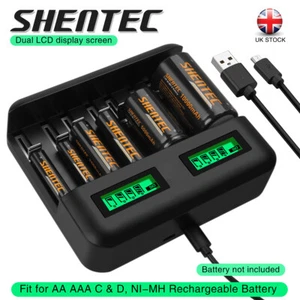 8 Slot Intelligent LCD Battery Charger For AA/AAA/C NiMH Rechargeable Batteries - Picture 1 of 24