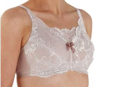 Royce Caress Mink Champagne Mastectomy Bra Padded Pockets lace modesty panel - Image 1 of 2