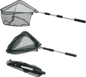 Fishing Landing Net with Telescoping Pole Handle, Fishing Net Freshwater for Kid - Picture 1 of 3