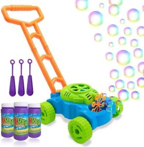 Bubble Lawn Mower Bubble Blower Machine With 3 Bottles Bubbles Kids Push Toy  