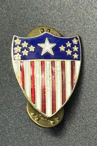WW2 Era Adjunct General Corp U.S. Shield Badge by Gemsco N.Y. Double Pin - Picture 1 of 8