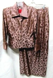 JS COLLECTIONS Sz 6 Top / 4 Skirt Rose Bronze Fully Beaded 3 PC Formal Dress Set - Picture 1 of 12