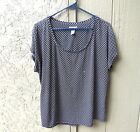 Chico's Jersey Top Size 3 Black White Polka Dot Short Cap Sleeve Stretch