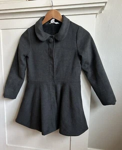 Garnet Hill Kids Plush Lined Winter Dress Coat Peplum Collar Snap Front Large - Picture 1 of 8