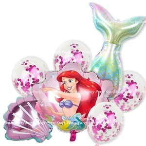 7pcs Ariel Birthday Mermaid Tail Balloons Princess Party Confetti Balloons - Picture 1 of 1