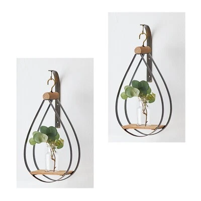 Jarrón para botellas colgante de metal negro con soporte para lágrima decoración de pared exhibición 9 x 7 x 21 pulgadas Foto 1 de 4