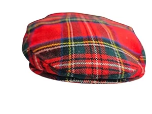 Romanes & Paterson Vintage Newsboy Cap Red Plaid Small Wool Hat Made In Scotland - Picture 1 of 10