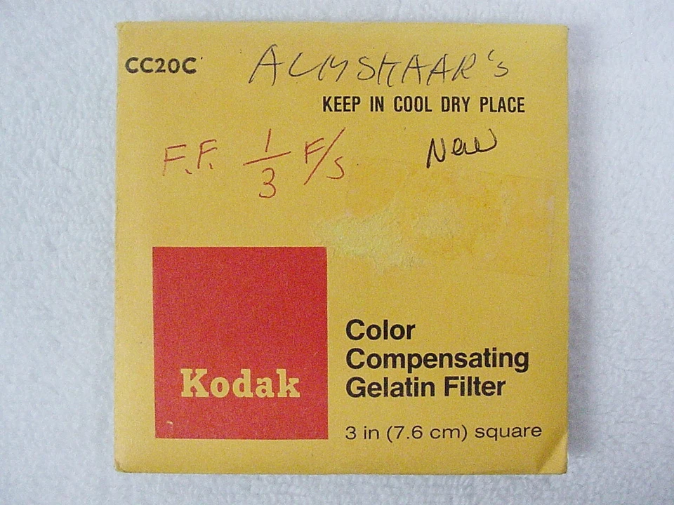 Kodak Color Compensating Filter CC20C  | 3" x 3" | Gelatin Wratten | New | $9.55 - Image 1 of 1