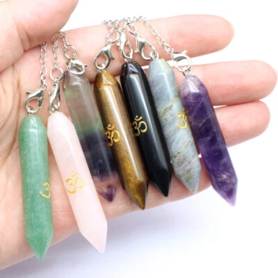 Kristall Quarz Edelstein Sechseckiger Pendel Anhänger Reiki Spirituelles Pendulo - Bild 1 von 4