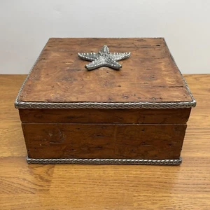 Maitland-Smith Handmade Burl Wood Box Decorative Starfish Ocean Philippines - Picture 1 of 16