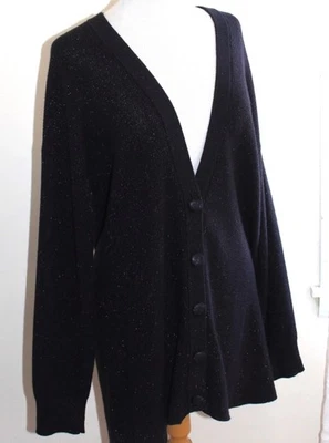 Cárdigan Suéter Andrea Jovine Talla L Negro Rico Cuadrado Metálico Largo Lagenlook Arte Foto 1 de 4
