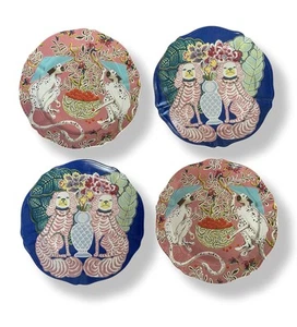 Paige Gemmel for Anthropologie Staffordshire Dogs Dessert Salad Blue Plate - Picture 1 of 4