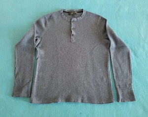 Rag & Bone Mens Large Blue Henley Long Sleeve Merino Wool Knit Top Shirt - Picture 1 of 11