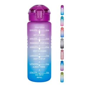 32oz Motivational Water Bottle with Time Marker Reminder – Water Tracker Bott... - Picture 1 of 6