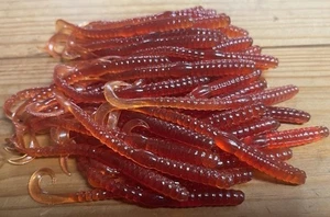 53ct 4 Inch Rusty Motor Oil Curly Tail Soft Plastic Worm - Picture 1 of 2