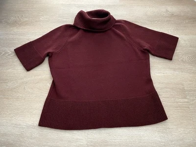 Suéter Jones New York Para Mujer M Lana Merino Borgoña Manga Corta Capucha Cuello Foto 1 de 4