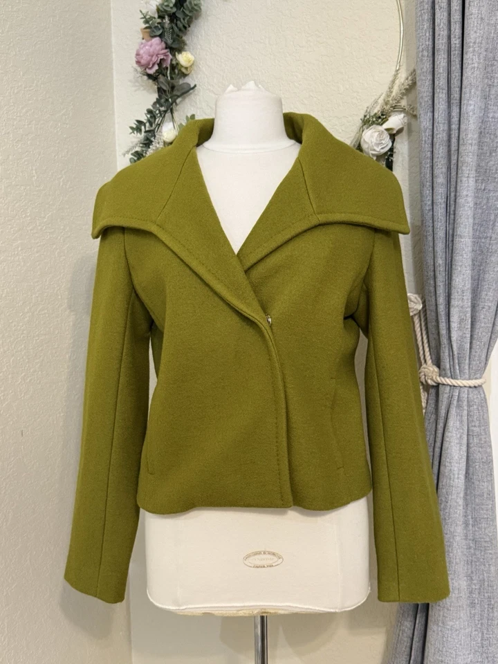 Abrigo/chaqueta ISDA & CO envolvente corta 100 % lana en verde oliva talla M - NUEVO Foto 1 de 4
