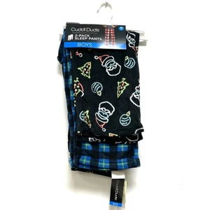 Cuddl Duds NWT Boys 8 Black Blue Fleece Christmas Lounge Pajamas Pants 2 Pc Set  - Picture 1 of 4