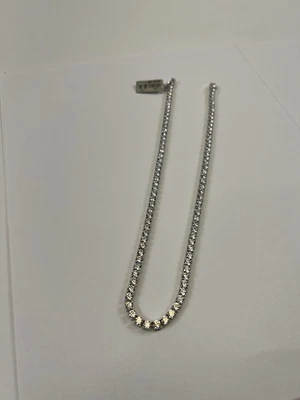 Gargantilla de cadena de tenis de circonita cúbica redonda de plata de ley 925 sólida de 4 mm Foto 1 de 4