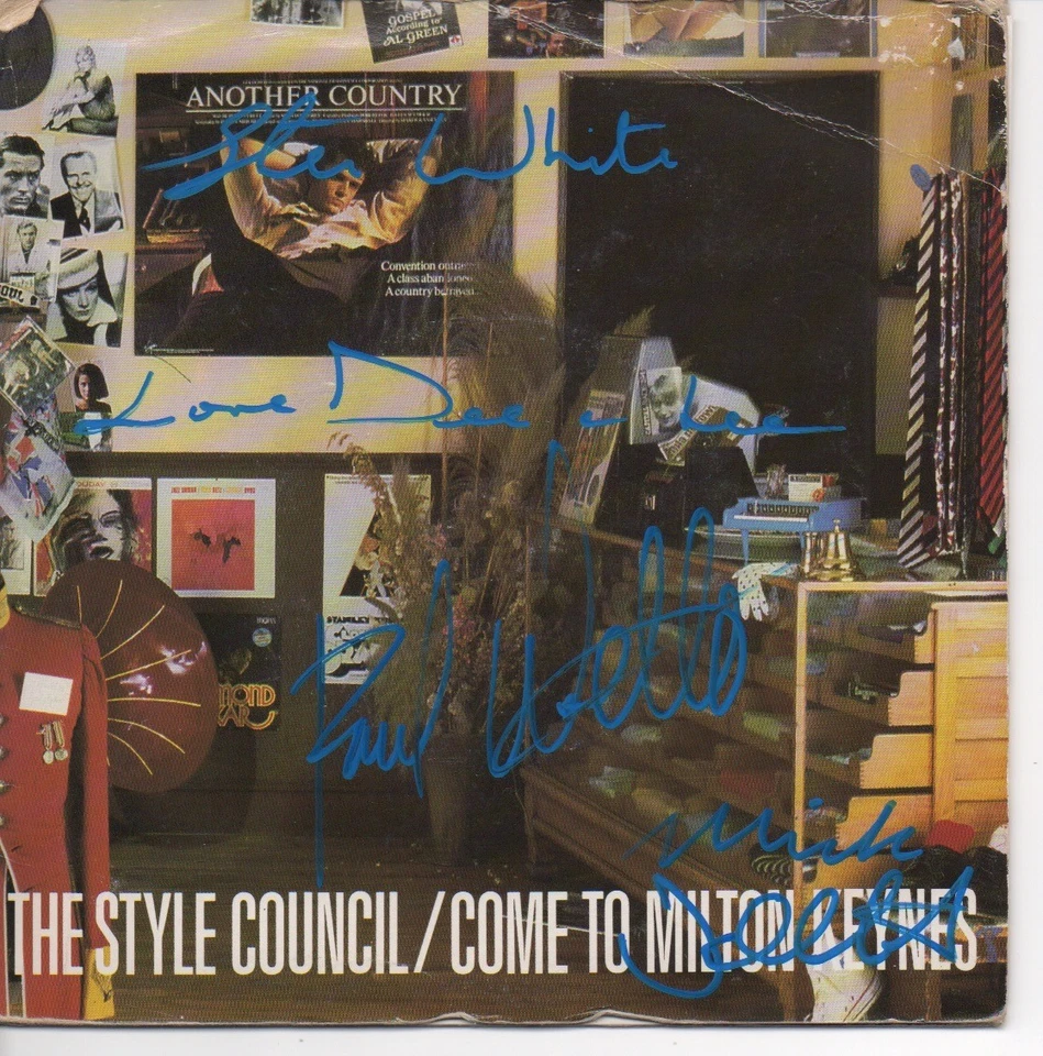 THE STYLE COUNCIL Signed 7" Record Sleeve PAUL WELLER MICK TALBOT WHITE LEE COA - Image 1 of 1