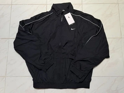 Men S Oversized Nike Sportwear Solo Swoosh Woven Track Jacket Black FB8622-010 - Image 1 of 4