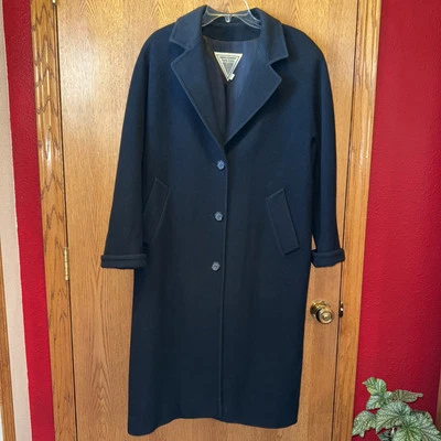 Abrigo largo de lana negro de colección J. Percy para Marvin Richards hecho en EE. UU. para mujer 10  Foto 1 de 4