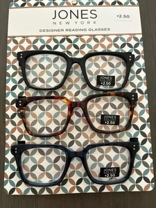 Jones New York 3 Gafas de Lectura NEGRO, TORTUGA, AZUL MARINO Lectores +2.50 Para Hombre NUEVO - Imagen 1 de 5