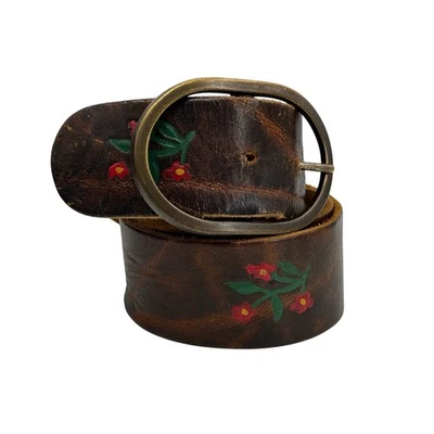 Cinturón de Cuero Floral Talla 28 Mujer Marrón Boho Western Rústico Cottagecore Vaquera Foto 1 de 4
