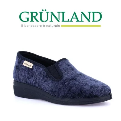 Grunland Pantofola Donna con Zeppa in Ciniglia IRAE PA0672 BLU Scarpa da Casa