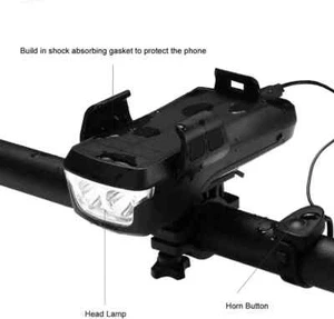 Multifunctional LED Solar Power Bank Bicycle Front Lamp Waterproof Phone Holder - Picture 1 of 11