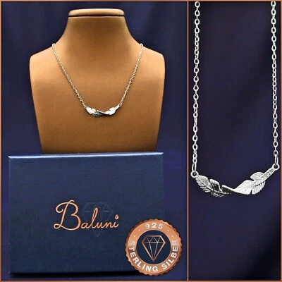 Feder-Halskette mit Anhänger, 925 Sterling-Silber im Etui, Geschenk Weihnachten - Bild 1 von 4