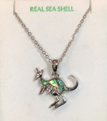 Kangaroo Inlaid Paua Shell Pendant On A Chain - Reduced To Clear - Imagem 1 de 4