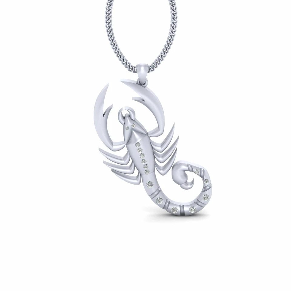 0.13TCW Simulated Diamond Scorpion Pendant Locket Gothic Jewelry Sterling Silver - Image 1 of 4