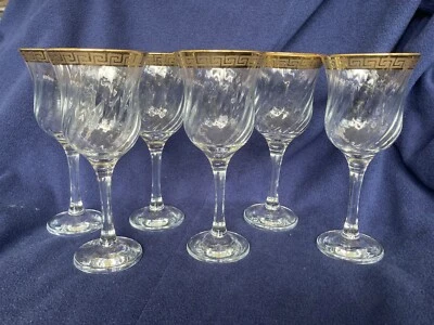 MARQUIS Circleware MCM 6 peças conjunto 9 oz aro dourado redemoinho copos de vinho tinto na caixa - Imagem 1 de 4