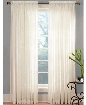 Cortinas Miller Sheer Angelica Voile 59" x 108" painel cortina de bolso vara - marfim - Imagem 1 de 3