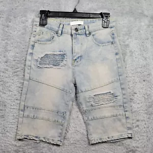 GS-115 Shorts Mens Boys 14 Blue Denim Light Wash Distressed 28x10 - Picture 1 of 8
