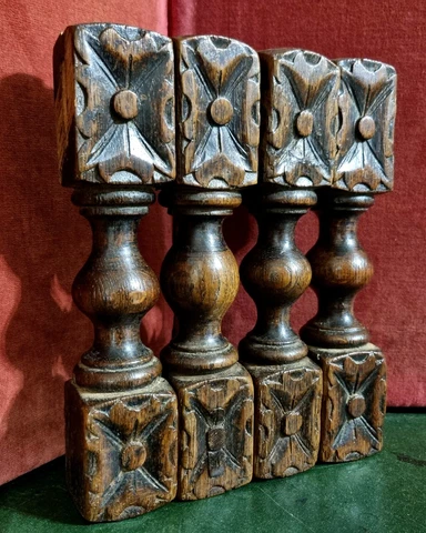 4 Victorian rosette wood carving Column Antique french architectural salvage 9" Cover