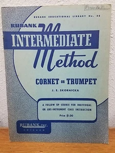 1937 Vtg Rubank Intermediate Method Cornet or Trumpet J.E. Skornicka No.56  - Picture 1 of 2