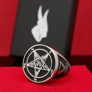 Sigil of Baphomet Ring Church of Satan Goth Punk Okkult Satanismus Größe 10 - Bild 1 von 4