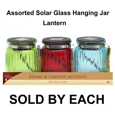 QMC194ABB Alpine Assorted Solar Glass Hanging Jar W. LED Lights. 821559660800 - Image 1 of 4