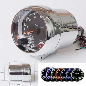 Tacho Gauge Electric Black Face 3.75" Multi Colour Tachometer 12V Petrol Vehicle - Picture 1 of 8