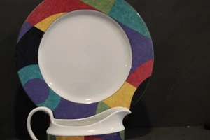 MIKASA CURRENTS CHOP PLATTER 12 1/8" AND GRAVY BOAT W/ TRAY - Picture 1 of 9