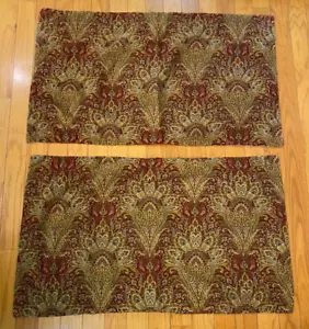 Two TOMMY HILFIGER Red Paisley KING PILLOW SHAMS Fine Wale Corduroy MADE ITALY - Picture 1 of 10
