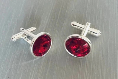 Gorgeous Pink Round Lab Created White Stone Shiny Men's Excellent Cuff Links - Image 1 of 4