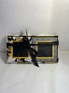 Vera Bradley Hanging Photo Frame Ornament Set Black Yellow - Picture 1 of 9