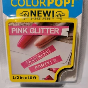 NEW DYMO COLORPOP Authentic Label Maker Tape D1 White Print On Pink Glitter - Picture 1 of 4