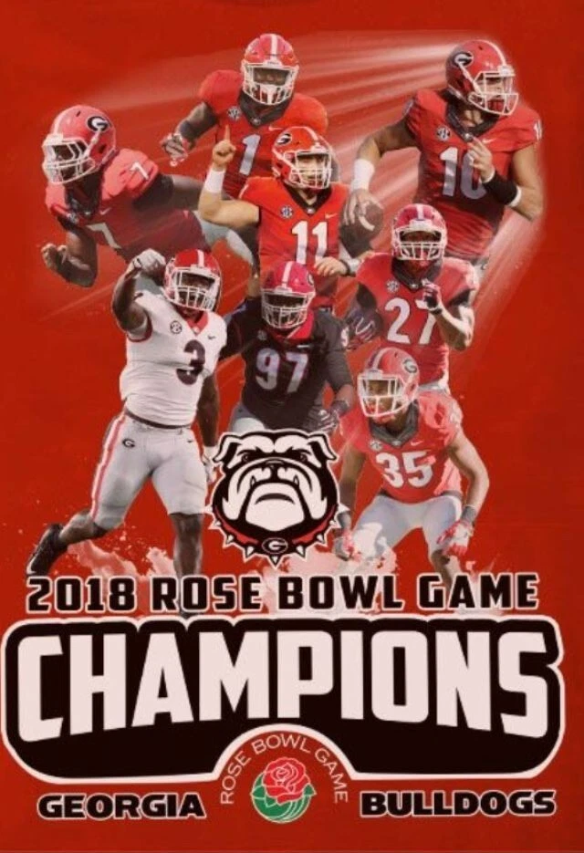 GEORGIA BULLDOGS COLLEGE FOOTBALL 2018 ROSE BOWL CHAMPIONS 7-1/4 x 10-1/2" PRINT - Image 1 of 1