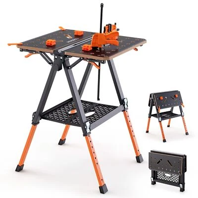 2-in-1 Folding Work Table & Sawhorse 8 Adjustable Heights Workbench Workstation - Image 1 of 4