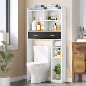 Over The Toilet Storage w/Basket & Fabric Drawer Bathroom Organizer Space Saver - Picture 1 of 10