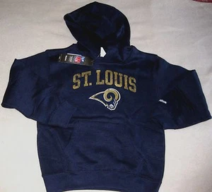BOYS LARGE 7 NFL ST LOUIS RAMS FOOTBALL PULLOVER REEBOK HOODIE SWEATSHIRT NWT - Picture 1 of 2